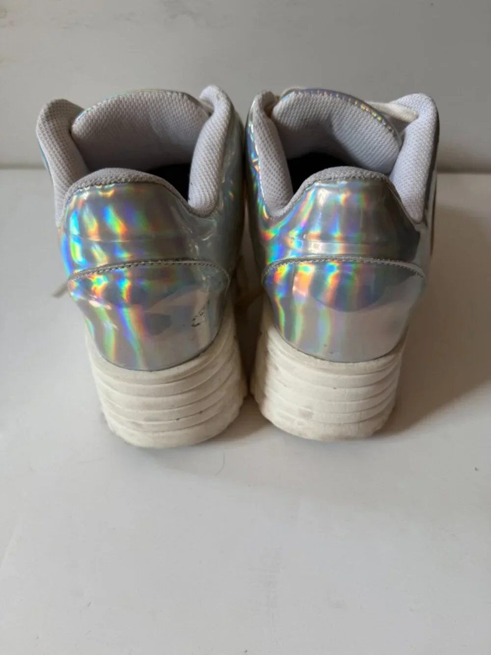Forever 21 Hologram Iridescent Silver Platform Sneakers - Picture 2 of 5